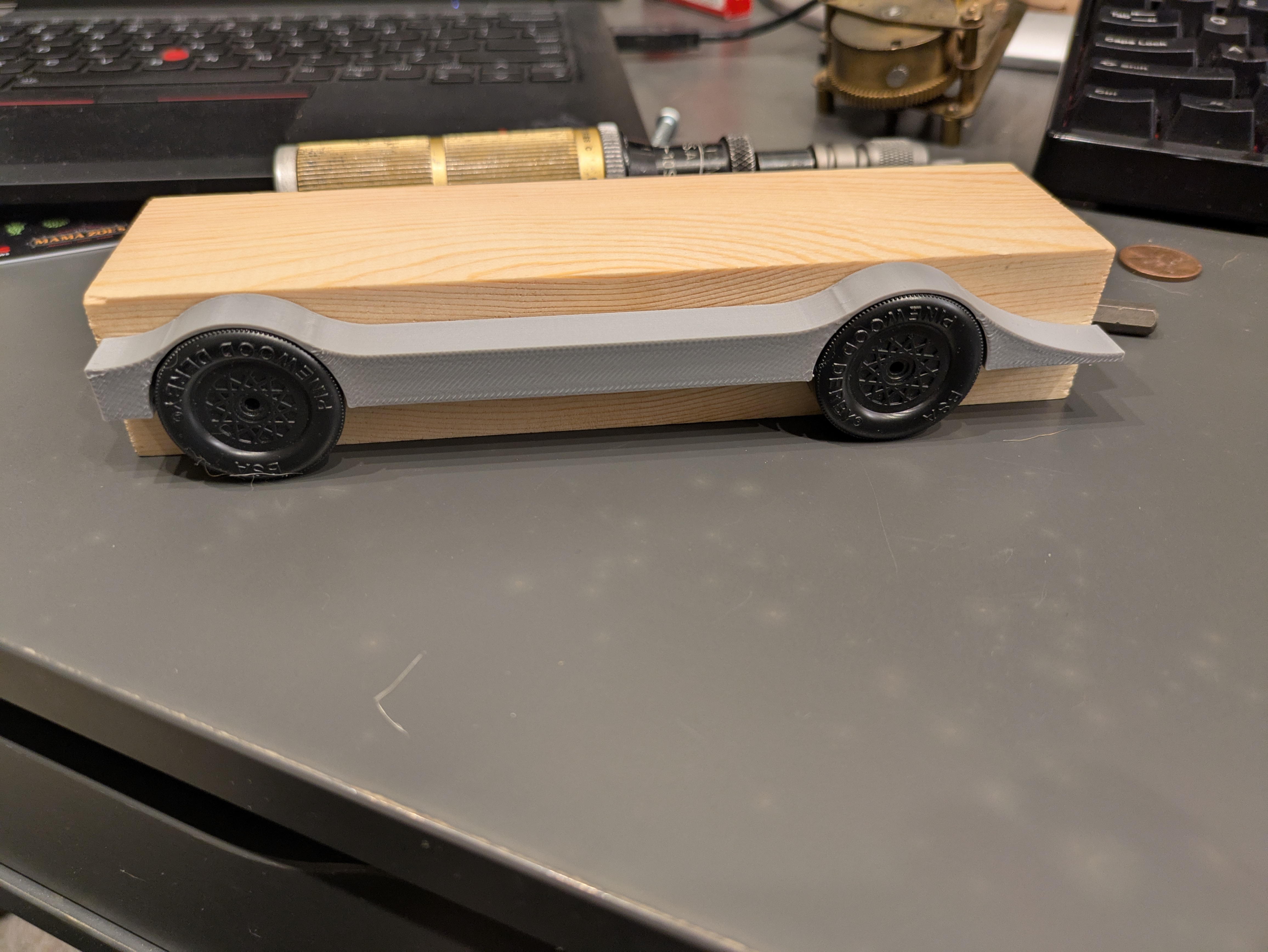 At first we thought fenders would be a good idea, but ultimately aero has very little to do with winning the race so we scrapped this (albeit pretty cool) idea.