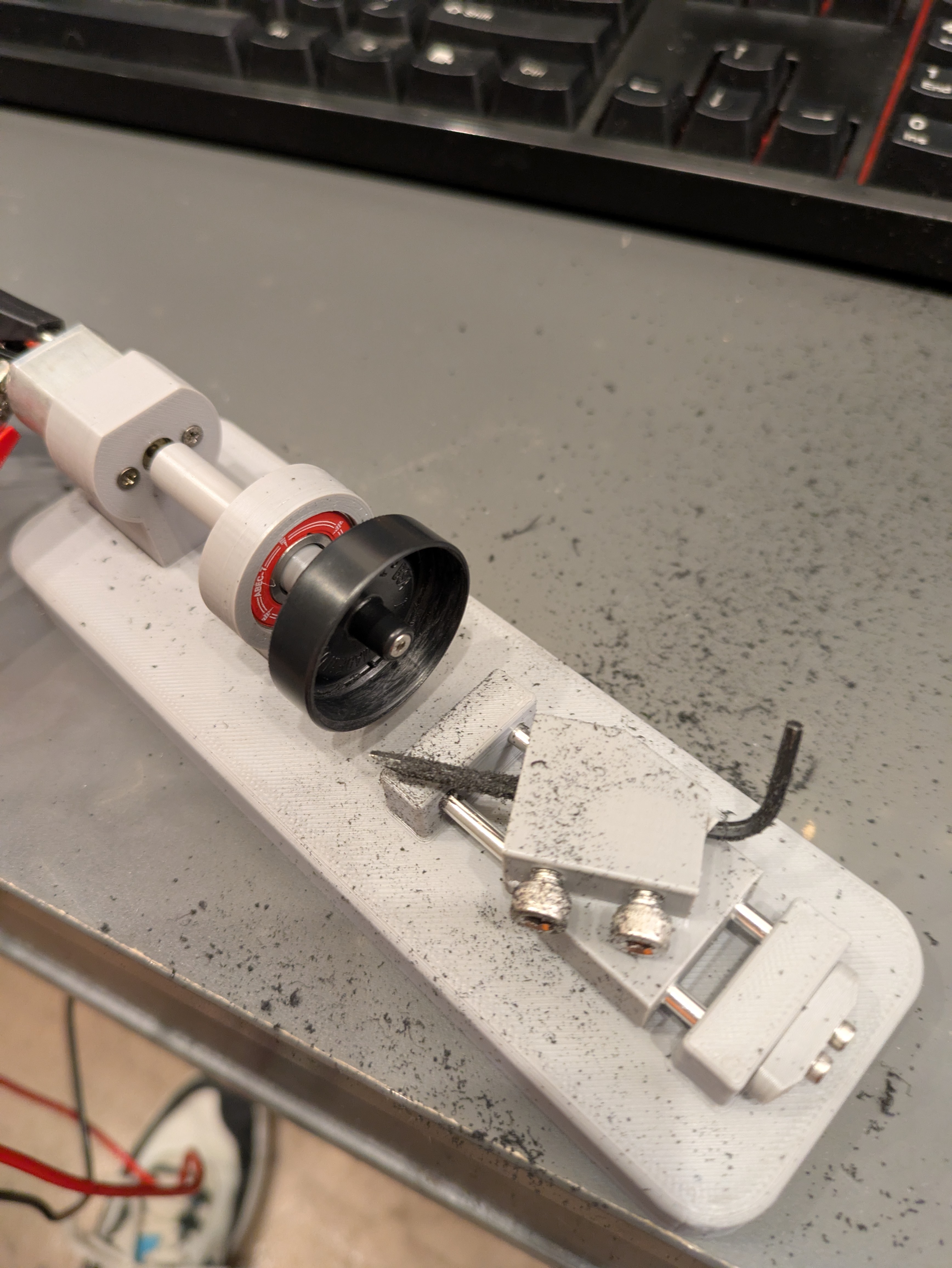 Here you can see Version 2 in action, shaving material and making a huge mess.