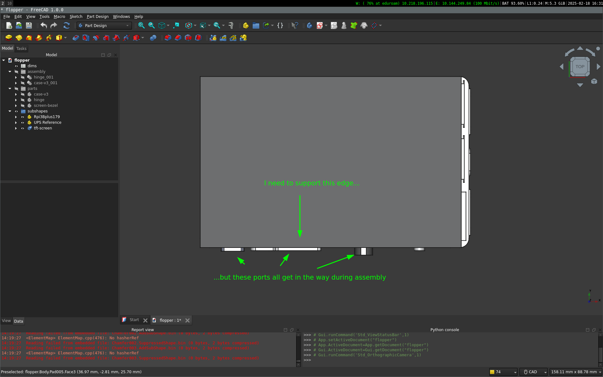 Ugh. This seems like a pretty minor problem, but to maintain proper clearance to actually use the ports, you have a very small margin to work with. You’ll notice that the board almost exactly matches the size of the screen, making it difficult to match up.