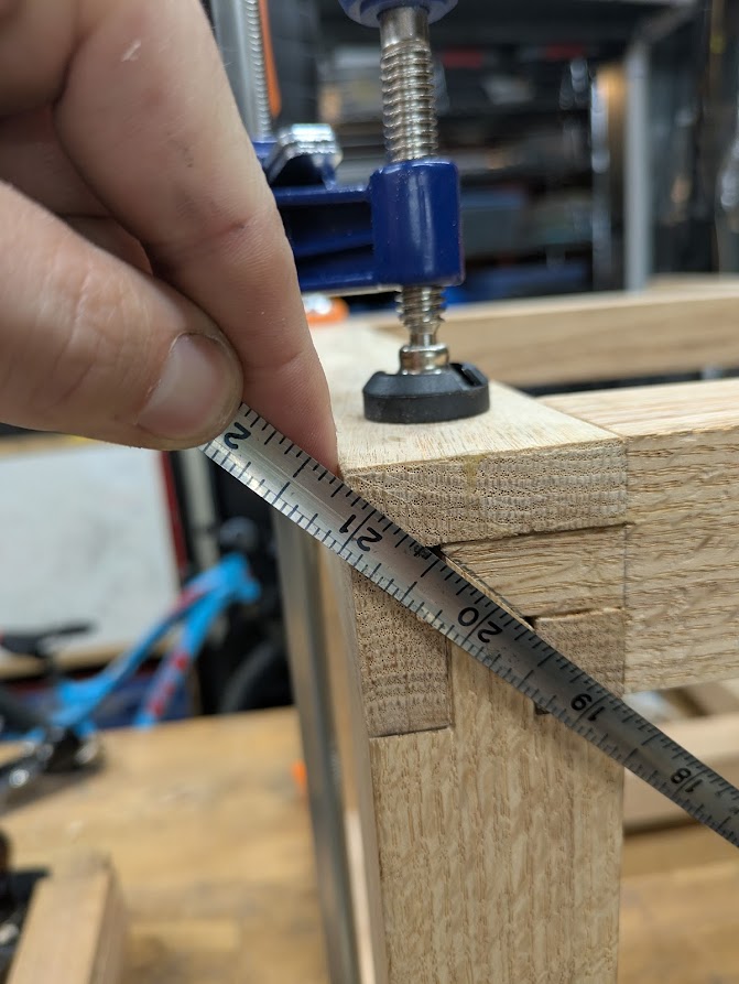 Measuring 21 5/16" on the diagonal